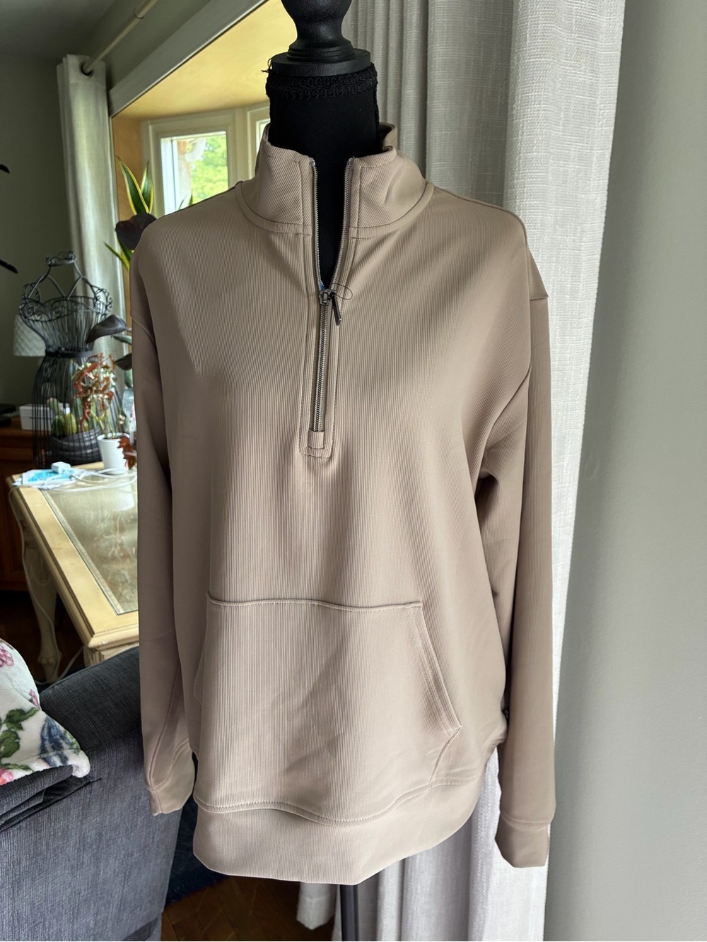 Skechers Women,s Half-Zip Pullover Sweatshirt in Taupe